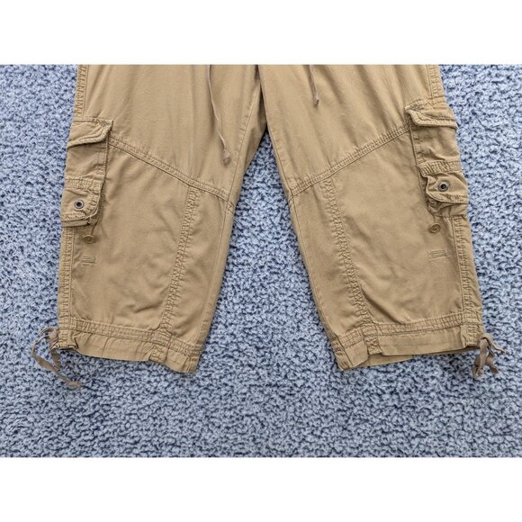 Union Bay Y2K Cargo Capris Juniors 3 Streetwear Drawstring Utility Pockets Tan - Picture 4 of 10